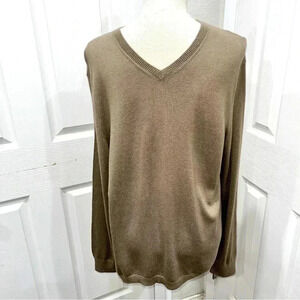 Banana Republic Mens Silk/Cashmere V-neck long sleeve pullover tan sweater